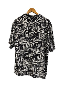 シュプリーム SUPREME 20SS Flags Rayon S/S Shirt 白 黒 総柄 半袖シャツ ブラック Lサイズ 101MT-5247