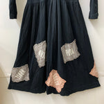 ピンクハウス PINK HOUSE ロングワンピース リボン ワッペン フード付き ギンガムチェック柄 ワンピース ブラック 201LT-437