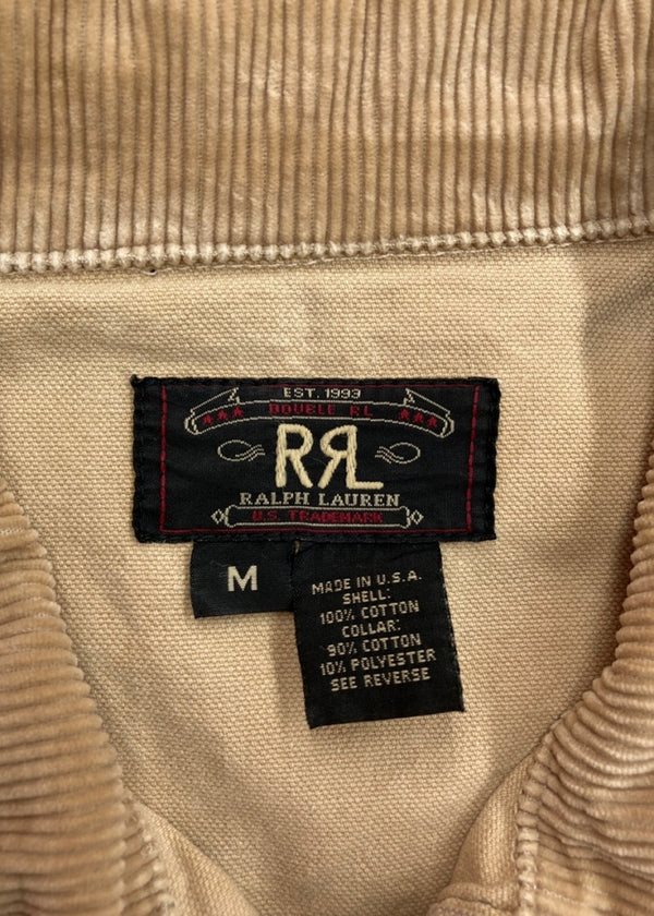 ダブルアールエル RRL 90s DUCK JACKET ダック ジャケット デトロイト 三ツ星タグ コーデュロイ USA製 Ralph Lauren 薄茶 ジャケット 無地 ベージュ Mサイズ 104MT-1347