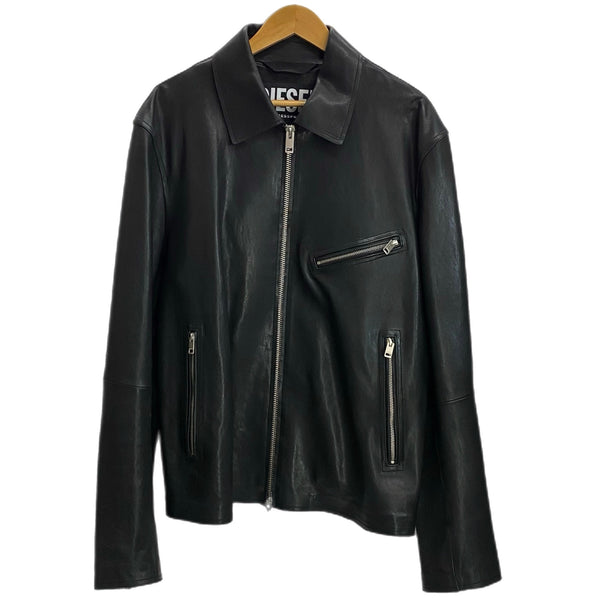 ディーゼル DIESEL l-korn-a Leather jacket with embossed Oval D ジャケット ブラック XLサイズ 201MT-3704