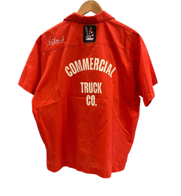 ヴィンテージ vintage 60's~70's 60年代 70年代 Imperial ボウリングシャツ 開襟 オープンカラー ループカラー ボックス 半袖シャツ レッド Lサイズ 101MT-5267