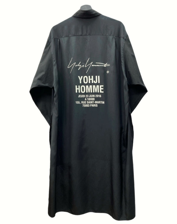 ヨウジヤマモト Yohji Yamamoto POUR HOMME プール オム 18SS Cupro Staff Shirt スタッフ シャツ バックプリント 黒 HW-B08-212 3 長袖シャツ ロゴ ブラック 104MT-830