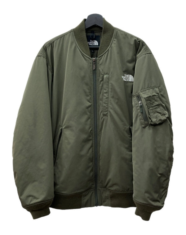 ザノースフェイス THE NORTH FACE INSULATION BOMBER JACEKT インサレーション ボンバー ジャケット ジップアップ MA-1 アウトドア アウター 緑 NY82132 ジャケット ロゴ カーキ Lサイズ 104MT-1782