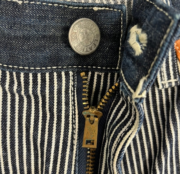 バンソン VANSON Leathers ヒッコリー デニム ペインターパンツ ワークパンツ ジーンズ カーゴパンツ ネイビー 38インチ 101MB-645