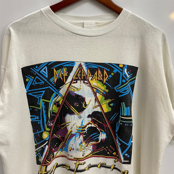 【曜日割引対象外】 ヴィンテージ vintage 90's DEF LEPPARD Hysteria USA製 ツアー Tシャツ ホワイト ONEサイズ 201MT-4087 VB