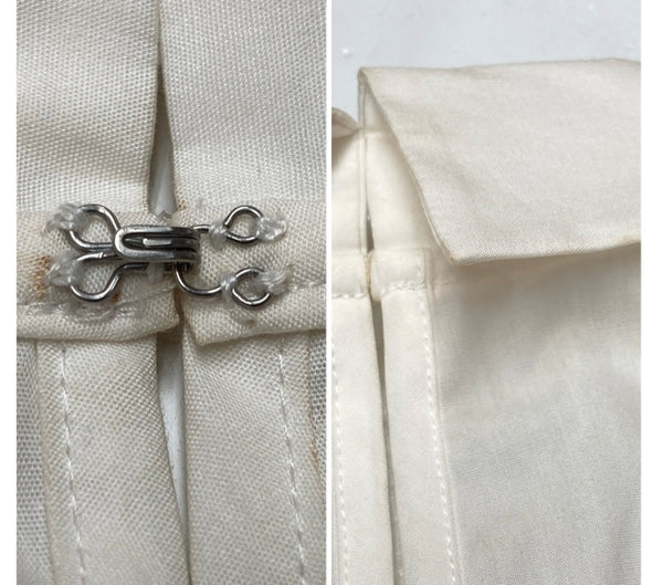 コムデギャルソン COMME des GARCONS 2015年製 七分袖 ぺプラム ブラウス 丸襟 ラウンドカラー フリル ティアード コットン 日本製 WHITE 白 TP-B018 半袖シャツ アシンメトリー ホワイト Mサイズ 104LT-161