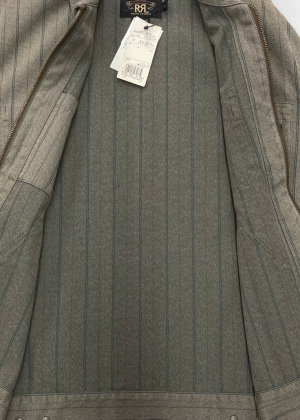 ダブルアールエル RRL STRIPE WORK JACKET ストライプ ワーク ジャケット ジップアップ CONMAR社 Ralph Lauren 茶 MNRROTWM5L00072 ジャケット ストライプ ブラウン Mサイズ 104MT-1379