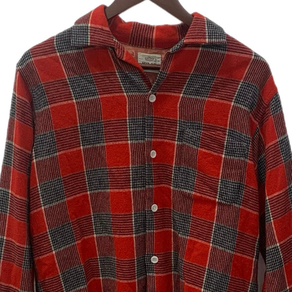 【曜日割引対象外】 ヴィンテージ vintage 50's 50s 50年代 MYLAN オープンカラーボックスシャツ 長袖シャツ レッド 201MT-3571 VB
