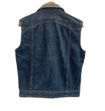 ヴィンテージ vintage 40's~50's 40~50年代 UNKNOWN 黒ラッカーボタン 耳付き オレンジステッチ 袖カットオフ デニム ベスト ブルー 101MT-4799