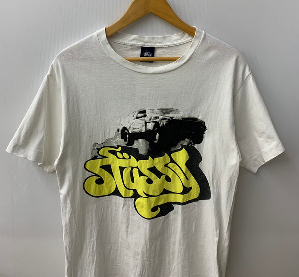 ステューシー STUSSY 00s old ガイコツ バックプリント Tシャツ ロゴ ホワイト Mサイズ 201MT-2215