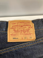 リーバイス Levi's 90's 90年代 501XX ボタン裏553 アメリカ製 MADE IN USA リジット 濃紺 VINTAGE ヴィンテージ デニム ブルー W30L36 101MB-733