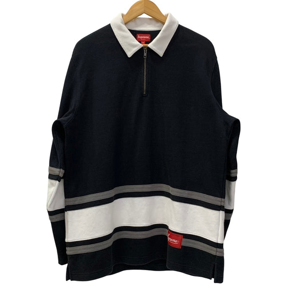 シュプリーム SUPREME 17AW HALF ZIP RUGBY SHIRT 長袖シャツ ラガーシャツ Tシャツ ブラック XLサイズ 201MT-4157