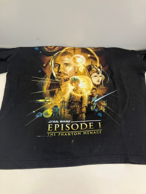 ヴィンテージ vintage 90's 90年代 STAR WARS EPISODE 1 THE PHANTOM MENACE  ©1999 スターウォーズ エピソード1 - Tシャツ ブラック フリーサイズ 101MT-3794