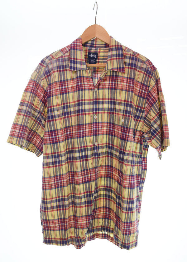 ステューシー STUSSY  90s 紺タグOLD STUSSY チェック 半袖シャツ 半袖シャツ Sサイズ 103MT-2587