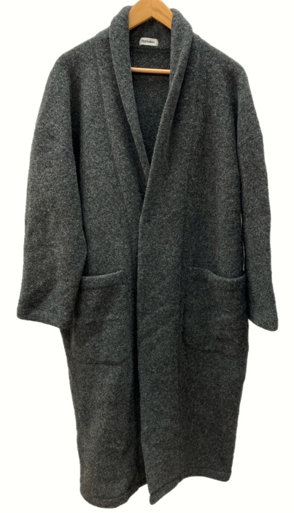 プランテーション Plantation 現行 ライト ブランケット ウール WOOL 毛 ロングコート ロングカーディガン ガウン GRAY ダークグレー 濃炭 PL04JA066 コート 無地 グレー SIZE2 104LT-78
