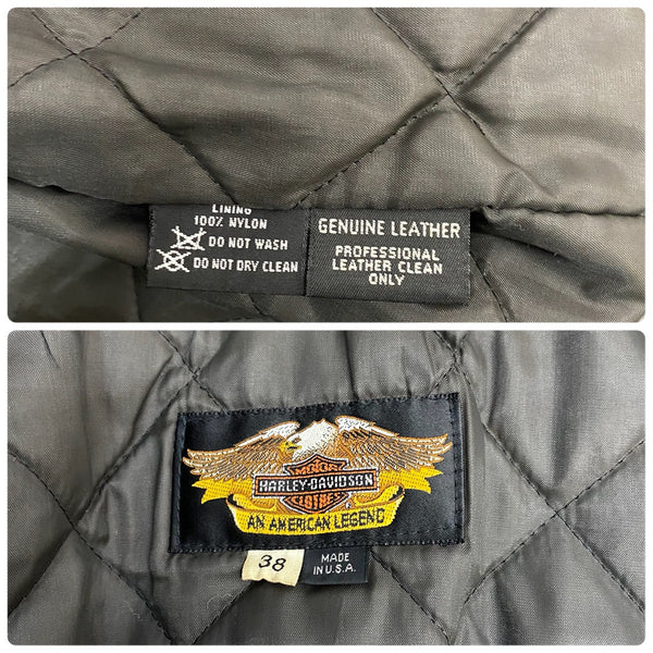 【曜日割引対象外】 ハーレーダビッドソン HARLEY-DAVIDSON 襟ボア ダブルライダース レザー ジャケット ブラック 38サイズ 201MT-4499 VB