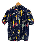 スターオブハリウッド STAR OF HOLLYWOOD DOBBY COTTON OPEN SHIRT SEA CRUISE オープンカラーシャツ SH39319 半袖シャツ ネイビー Mサイズ 101MT-4477
