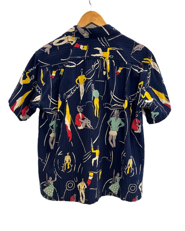 スターオブハリウッド STAR OF HOLLYWOOD DOBBY COTTON OPEN SHIRT SEA CRUISE オープンカラーシャツ SH39319 半袖シャツ ネイビー Mサイズ 101MT-4477