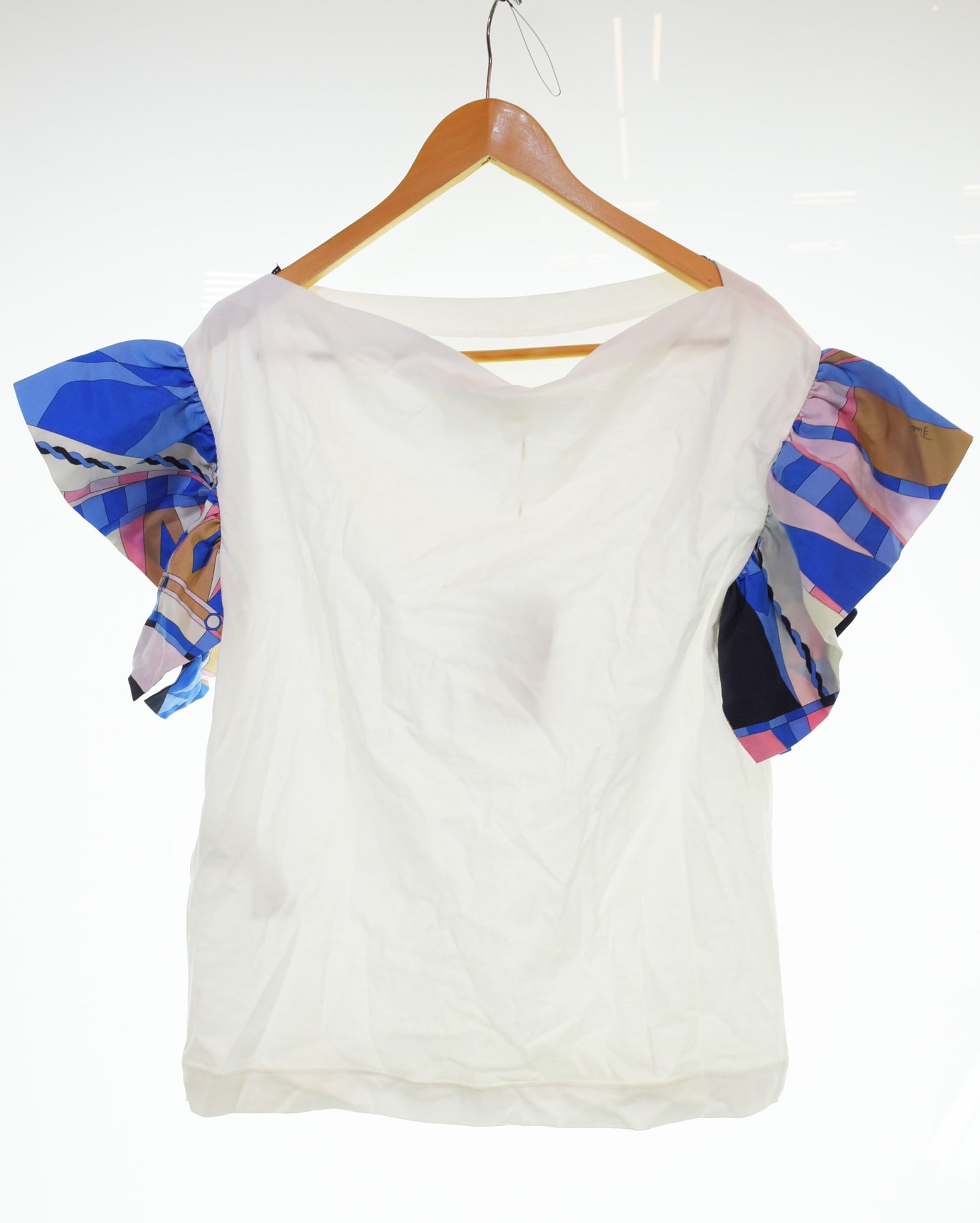 エミリオプッチ EMILIO PUCCI 半袖 カットソー フリル袖 Sサイズ エミリオプッチ EMILIO PUCCI 袖フリル 半袖カットソー 半袖カットソー