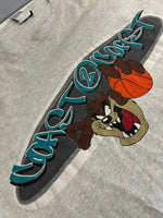 US US古着 90s ©1997 ヴィンテージ Vintage タスマニアデビル LOONEY TUNES ルーニーチューンズ 袖プリント  ロンT グレー 101MT-4578