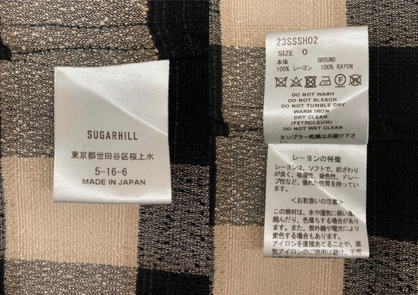 シュガーヒル SUGARHILL 23SS OMBRE PLAID LOOSE OPEN COLLAR BLOUSE オンブレ オープンカラー シャツ 開襟 茶 黒 23SSSH02 サイズ 0 長袖シャツ チェック ブラック 104MT-2111