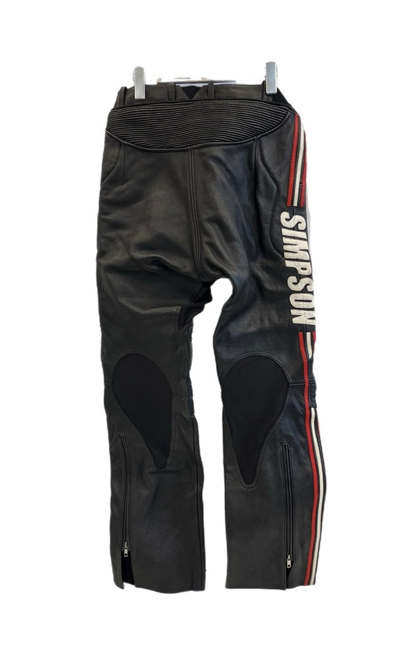 シンプソン SIMPSON 本皮 レザーパンツ バイカーパンツ ツーリング バイク用品 黒  ボトムスその他 ブラック Lサイズ 101MB-777