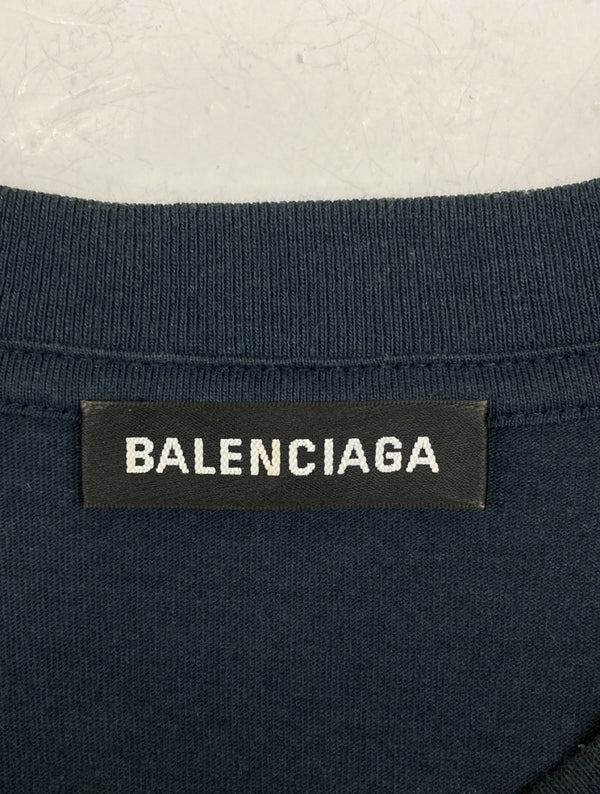 バレンシアガ BALENCIAGA BACK LOGO PRINT TEE バック ロゴ プリント Tシャツ 半袖 カットソー 紺 578124 TEV43 Tシャツ ロゴ ネイビー Lサイズ 104MT-1181