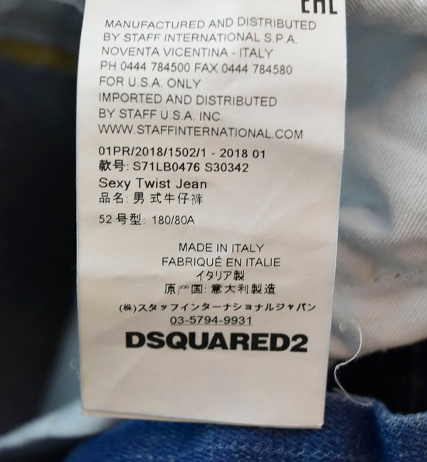 ディースクエアード DSQUARED2 SEXY TWIST JEAN USED加工 スキニー デニムパンツ 青 S71LB0476 デニム ブルー 52 103MB-170