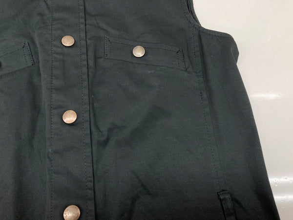 マイケル・コース MICHAEL KORS オンワード樫山 ノースリーブ ノーカラー Military ミリタリー タイト フロントボタン コットン BLACK 黒 ワンピース 無地 ブラック SIZE4 104LT-233