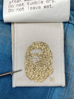 アベイシングエイプ A BATHING APE URSUS BAPE オンブレ チェック オープンカラー シャツ レーヨン 青 長袖シャツ チェック ブルー Lサイズ 104MT-2037