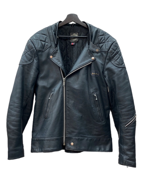 ルイスレザー Lewis Leathers MONZA モンザ DOUBLE RIDERS JACKET ダブル ライダース ジャケット ジップアップ バイカー アウター 紺 ジャケット ロゴ ネイビー 104MT-2225
