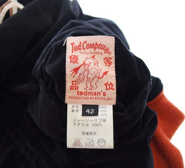テッドマン TEDMAN スカジャン 別珍 リバーシブルDevil Motors Hot Road Lucky Clothing デビル モーターサイクル バイク 刺繍  42 ジャケット ブラック 103MT-2194