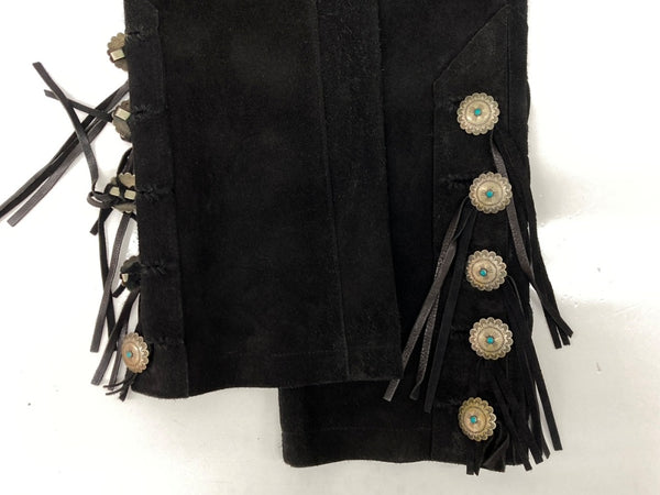 ダブルアールエル RRL SUEDE WESTERN PANTS スエード ウエスタン パンツ ジップフライ コンチョ ズボン 黒 無地 ボトムスその他 ブラック サイズ 32/32 104MB-377