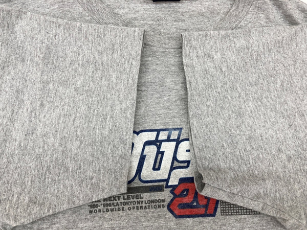 ステューシー STUSSY OLD オールド 紺タグ 90's USA製 ワールドツアー THE NEXT LEVEL ミレニアム限定 半袖 カットソー クルーネック アイコニック ロゴ GRAY 灰色 Tシャツ プリント グレー Lサイズ 104MT-1776