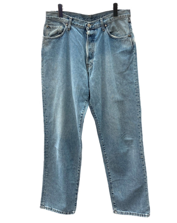 ダブルアールエル RRL 90s DENIM PANTS デニム パンツ ボタンフライ ジーパン ジーンズ USA製 Ralph Lauren インディゴ 青 ロゴ R002 デニム ブルー サイズ 34 104MB-223