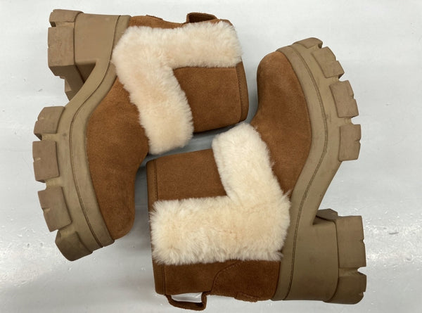 アグ UGG Brooklyn Sunburst ブルックリン サンバースト Boots 厚底 ヒール スエード ファー ムートン BROWN 茶色 1145710 レディース靴 ブーツ ムートンブーツ ブラウン 25cm 104S-702