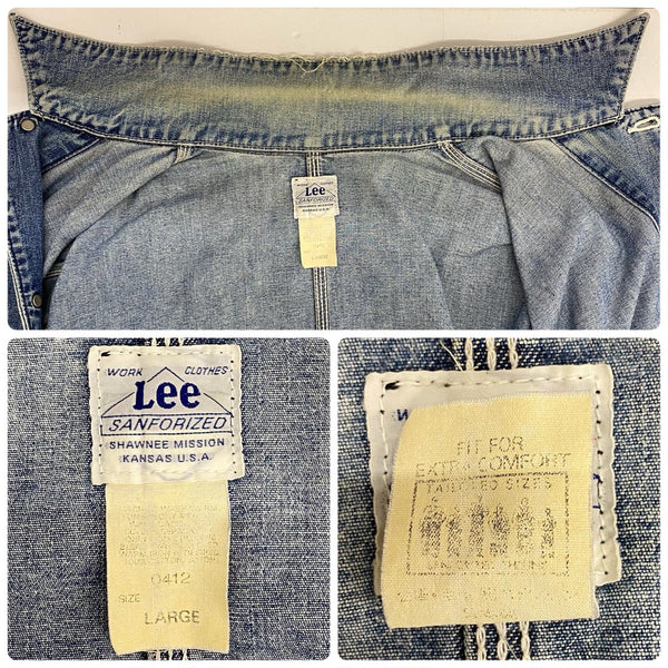 【曜日割引対象外】 リー Lee 90's 91-J 復刻 カバーオール デニム 412 ジャケット ブルー Lサイズ 201MT-4719 VB