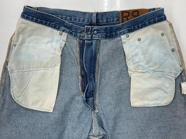 ダブルアールエル RRL 90s DENIM PANTS デニム パンツ ジップフライ ジーパン ジーンズ USA製 Ralph Lauren インディゴ 青 ロゴ R004 デニム ブルー サイズ 34 104MB-220