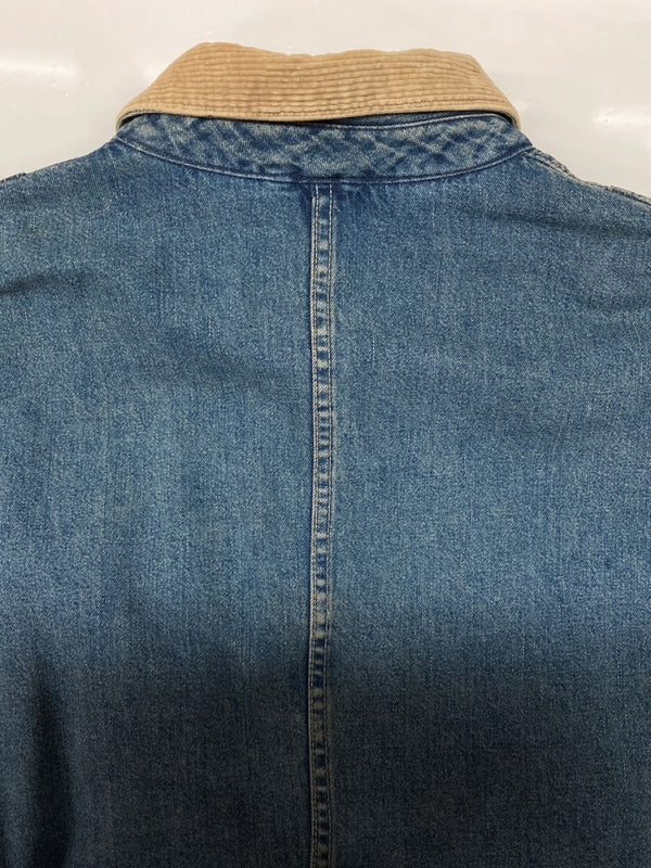 ダブルアールエル RRL 90s DENIM HUNTING JACKET デニム ハンティング ジャケット ボタン 三ツ星タグ Ralph Lauren 青 ジャケット 無地 ブルー Lサイズ 104MT-2295