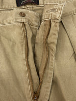 ダブルアールエル RRL 90s TACK CHINO PANTS タック チノ パンツ ジップフライ ワーク トラウザーズ 三ツ星タグ USA製 Ralph Lauren 薄茶 無地 チノパン ベージュ 34×30 104MB-344