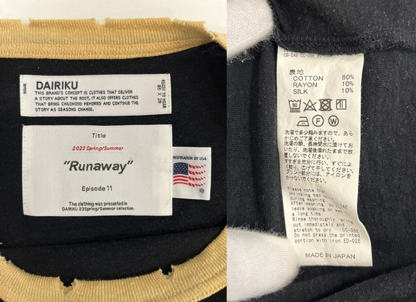 ダイリク DAIRIKU New Raglan Tee ニュー ラグラン Tシャツ 黄 23SS C-5 ロンT イエロー Lサイズ 101MT-4555