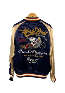 フラッグスタッフ FLAG STUFF SNOOPY スヌーピー 刺繍 リバーシブル スカジャン フラッグスタッフ チョッパー バイク ウッドストック 403953 ジャケット ネイビー Lサイズ 101MT-5386