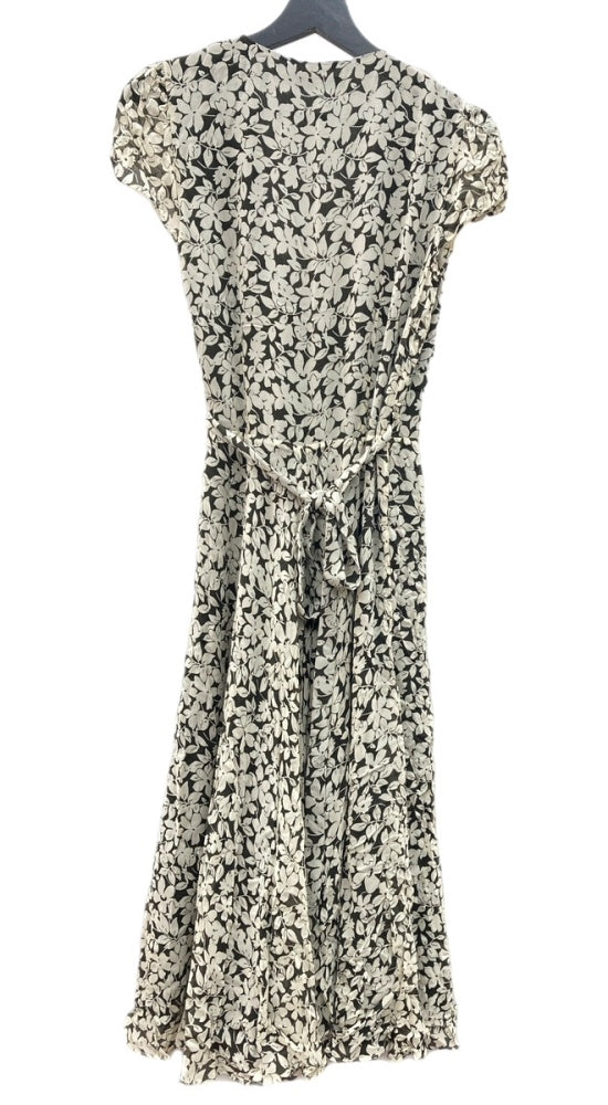 ラルフローレン RalphLauren ポロ POLO 現行タグ カシュクール ラップ ドレス ラップシルエット フレアスリーブ ロング丈 花柄 リボン BEIGE ベージュ系 ブラウン系 211705176001 ワンピース 花・植物 ベージュ SIZE4 104LT-193