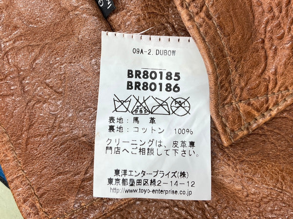 バズリクソンズ BUZZ RICKSON'S 東洋 TYPE A-2 HORSE HIDE FLIGHT JACKET DUBOW フライトジャケット レザー 馬革 CROWN 片爪 茶 サイズ 38 ジャケット ワンポイント ブラウン 104MT-1991