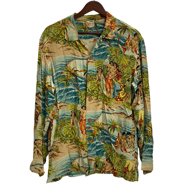 【曜日割引対象外】 サンサーフ SUN SURF スペシャルエディション 長袖アロハシャツ “FESTIVAL” 箱付き M20542 長袖シャツ マルチカラー Mサイズ 201MT-4375 VB