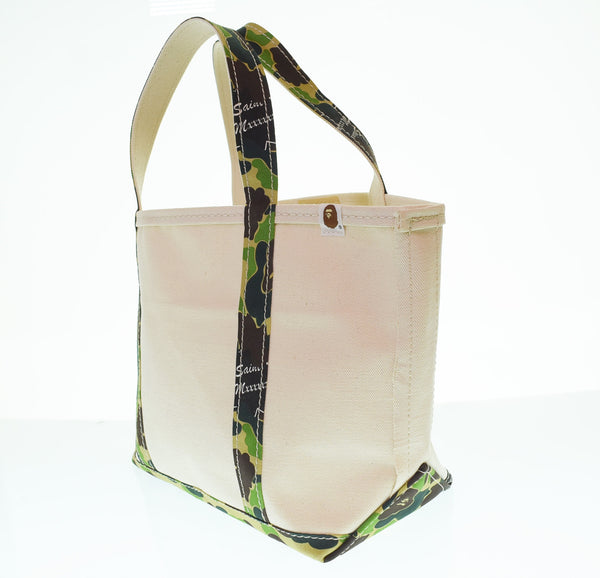 アベイシングエイプ  A BATHING APE SAINT MICHAEL24SS TOTE BAGキャンバストートバッグ SM-YS8-0000-C33 バッグ メンズバッグ トートバッグ ホワイト 103B-151