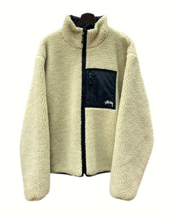 ステューシー STUSSY 8 Ball Sherpa Reversible Jacket 8ボール シェルパ リバーシブル ボア ジャケット 刺繍 BEIGE 118498 XL ジャケット ロゴ ベージュ 104MT-741