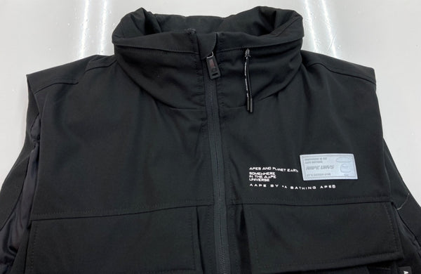 アベイシングエイプ A BATHING APE AAPE WAISTCOAT ウェスト コート ダウン ベスト 黒 AAPVCM7455XXH ベスト ロゴ ブラック XLサイズ 104MT-2152