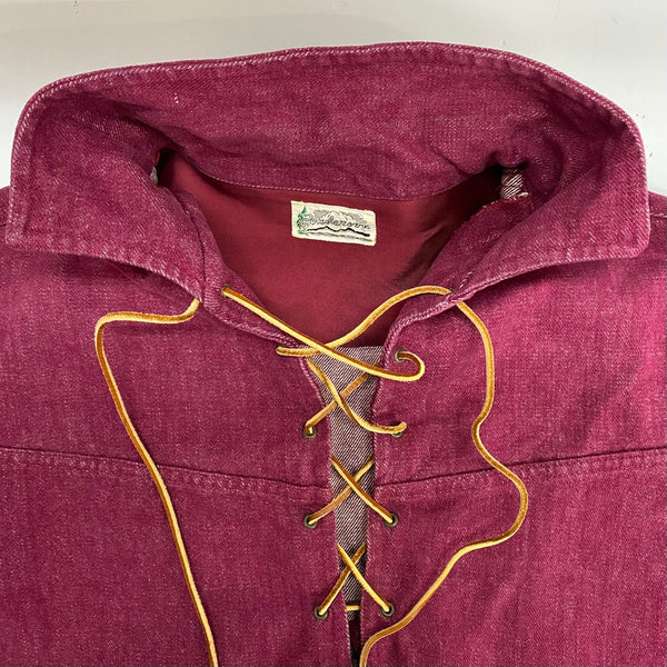 【曜日割引対象外】 ヴィンテージ vintage Punderson 60's 70's レースアップ デニムプルオーバーシャツ ジャケット ワインレッド 201MT-4872 VB