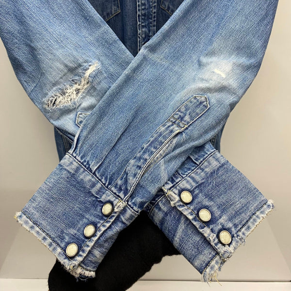 【曜日割引対象外】 リーバイス Levi's 90's 復刻 ショートホーン デニムウエスタンシャツ 長袖シャツ ブルー 201MT-4392 VB